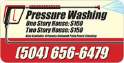 Pressure Wash (flat rate price-1 story house $100,  2 story house $150)